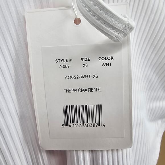 Andie Swim Womans size XS The Paloma Ribbed One Piece Swimsuit White Cheeky NEW - Picture 6 of 8